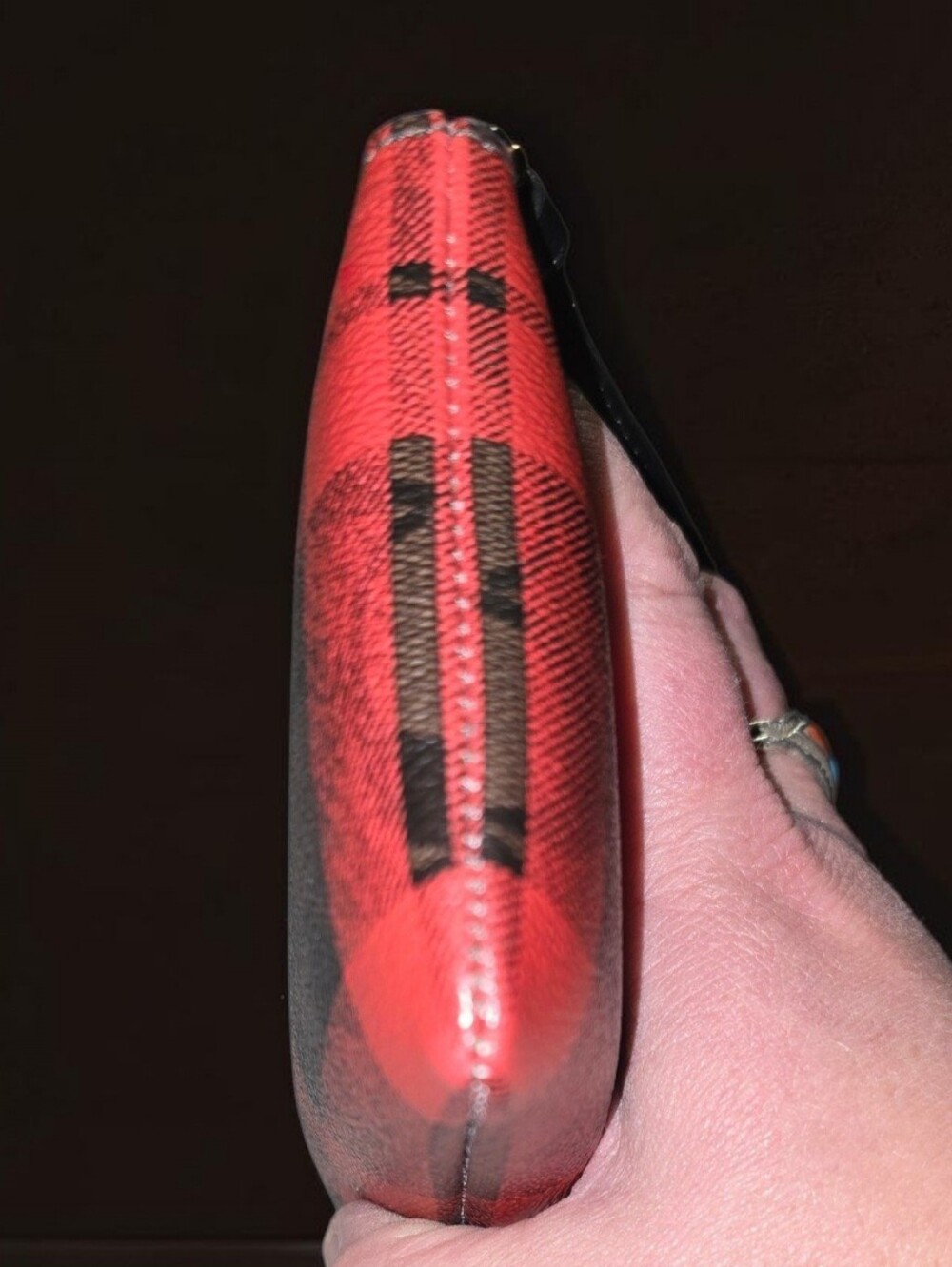 Coach Red and Black Plaid Signature Wristlet - Picture 3 of 8